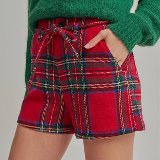 Holiday Christmas Checkered Plaid Shorts