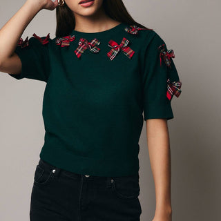 women's bow holiday sweater