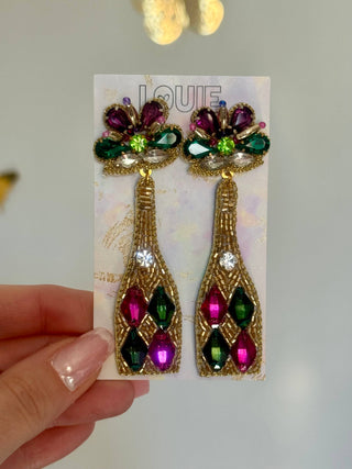 Mardi Gras Champagne Jeweled Earring