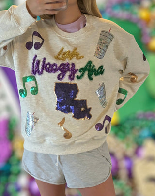 Mardi Gras Lah Weezy Ana Sequin Sweatshirt 