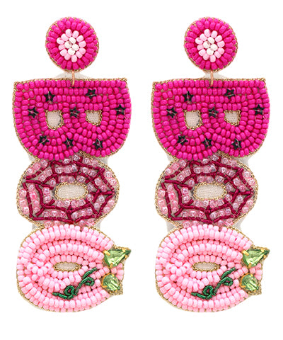 BOO Pink beaded Halloween Earrings