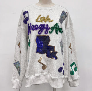 Mardi Gras Lah Weezy Ana Sequin Sweatshirt 