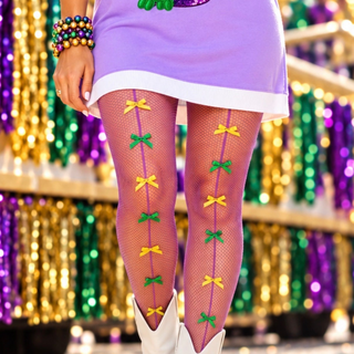 Mardi Gras ribbon tights