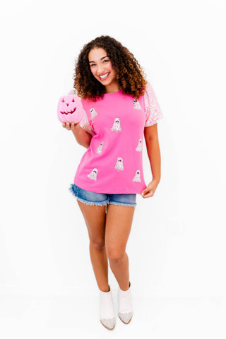 Boo Ghost Sequin Halloween Top