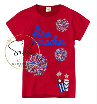 Sequin Fireworks 4th of July T-Shirt