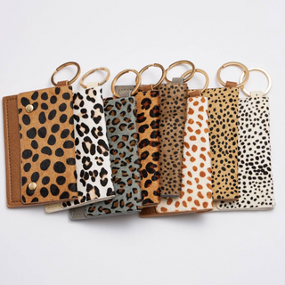 Leopard Print Card Holder Key Chain 