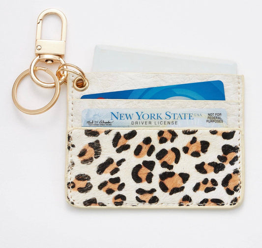 Leopard Print Card Holder Key Chain