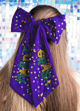 Mardi Gras Hair Bow Purple