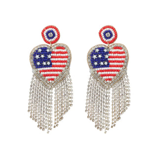 Love USA Beaded dangle Earrings 