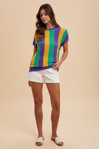 Mardi Gras Knit Striped Top