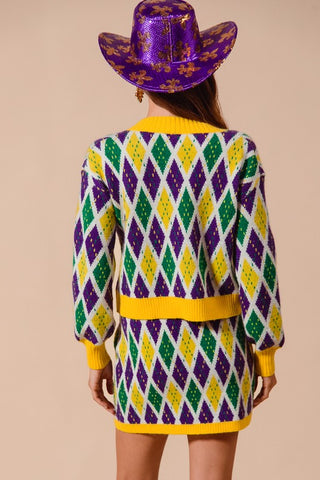 Mardi Gras Two Piece Skirt Set 