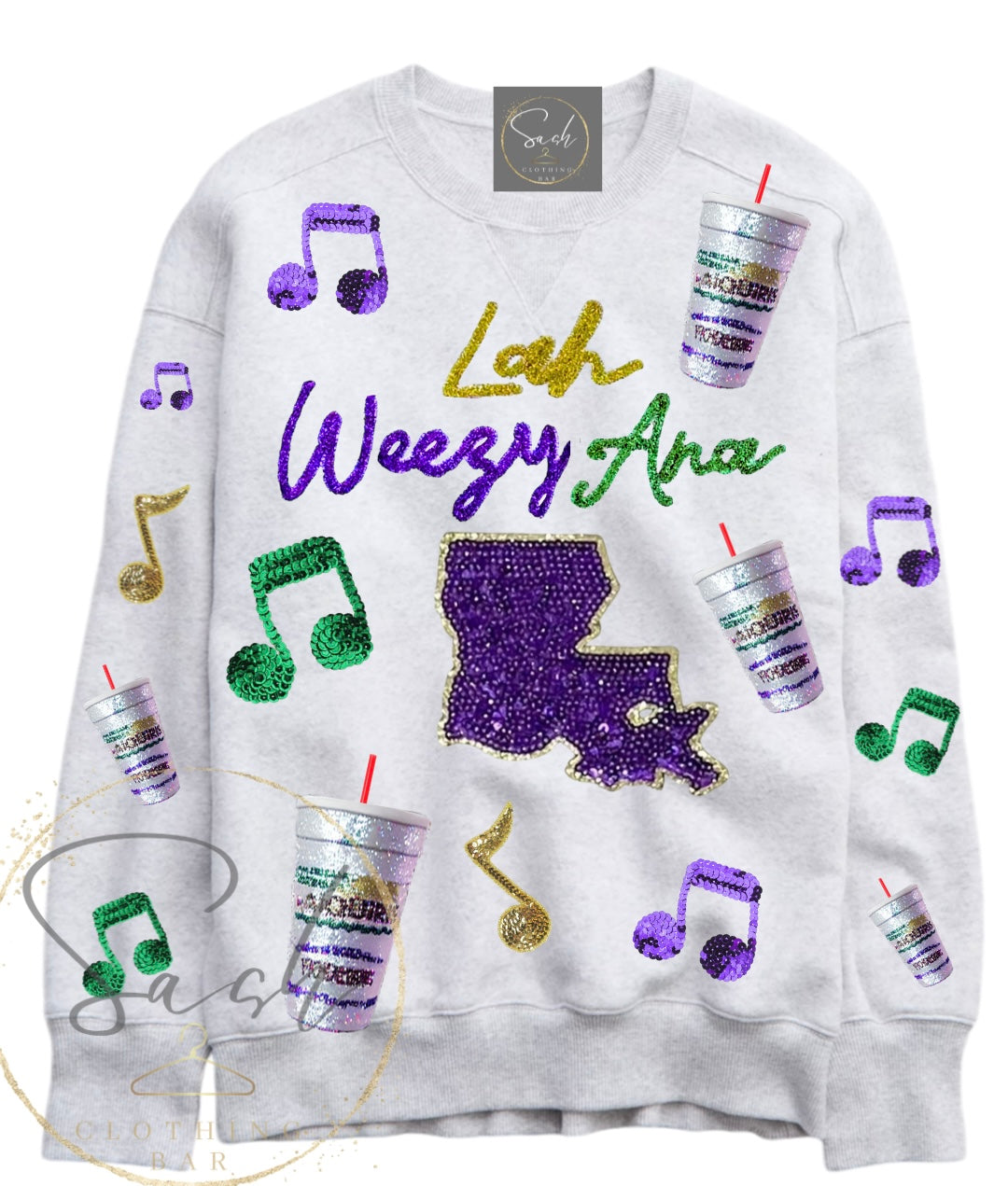 Mardi Gras Lah Weezy Ana Sequin Sweatshirt