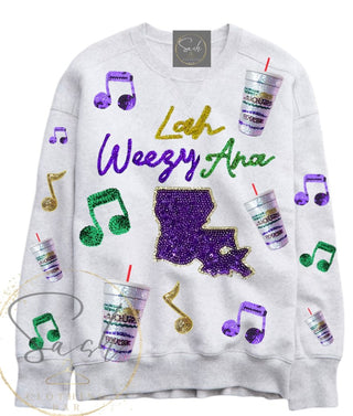 Mardi Gras Lah Weezy Ana Sequin Sweatshirt 