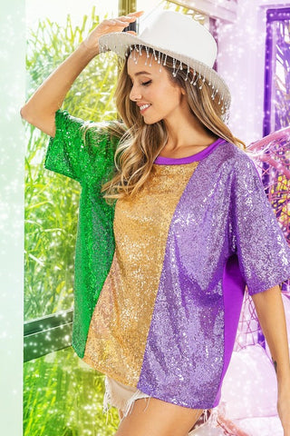 Mardi Gras Sequin Top