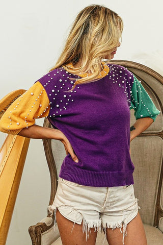 Pearl Mardi Gras Sweater