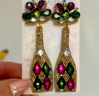 Mardi Gras Champagne Jeweled Earring