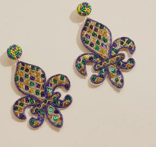 Mardi Gras Fleur De Lis Earrings