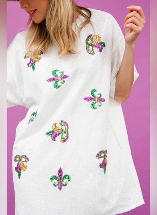 Mardi Gras Sequin T Shirt Dress -