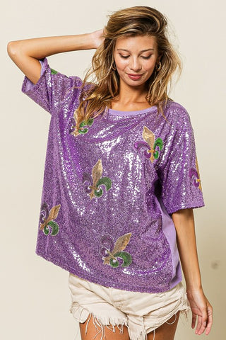 Mardi Gras Purple Sequin Top