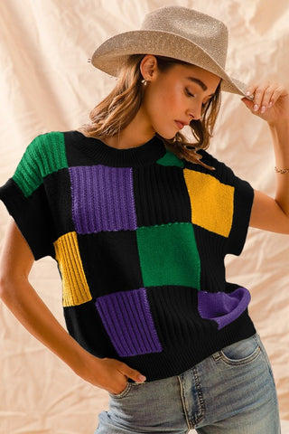 Mardi Gras Squares Top