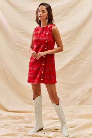 Tweed Holiday Plaid Mini Dress -