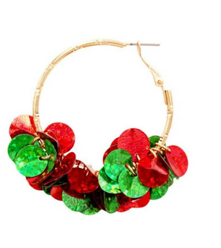 Red and Green Christmas Confetti Earring 