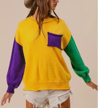 Mardi Gras Color block Sweater