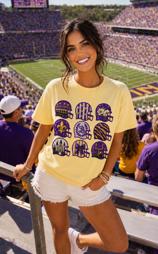 Tiger Helmet Sequin Patch Louisiana Shirt