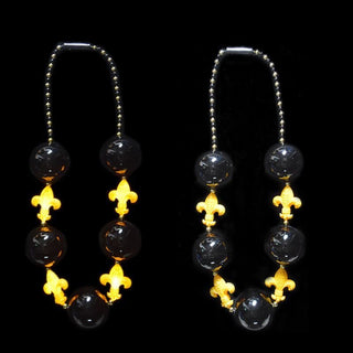 Black & gold Light up Fleur De lis beads 24 pack 