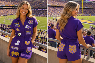 Tiger Sequin Patch Romper