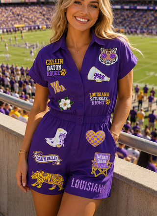 Tigers lsu sequin romper 