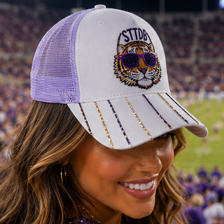 Tigers Louisiana STTDB Purple and Gold Sequin Baseball Hat