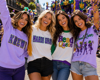 Mardi Gras Krewe Sequin Sweatshirt