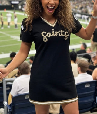 New Orleans Saints Script Black & Gold Dress