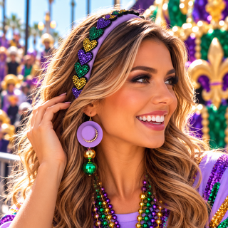 Mardi Gras heart rhinestone Headband