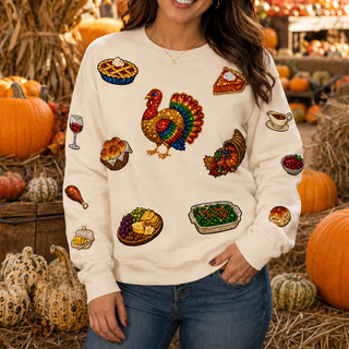 sequin turkey thanksgiving sweatshirt