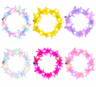 Light Up Feather Headbands Set of 50