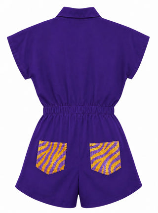 Tiger Sequin Patch Romper