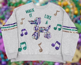 Mardi Gras Walk it Like a Dog Sequin Sweatshirt