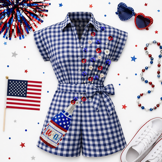 Sequin Champagne 4th of July Romper