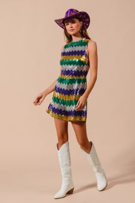 Sequin Mardi Gras Romper 