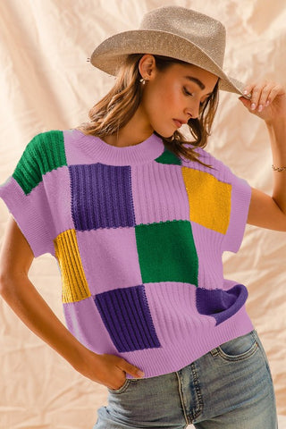 Mardi Gras Squares Top