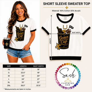 Geaux Cup Sequin Black and Gold Game Day Top