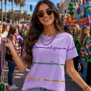 Mardi Gras Lagniappe Script Sequin T-Shirt