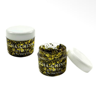 Black and Gold Saints Glitter Gel