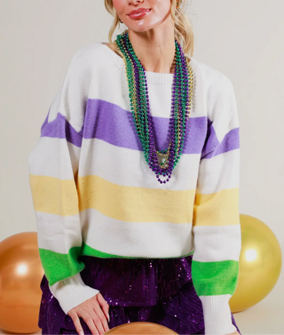 Mardi Gras Striped Sweater