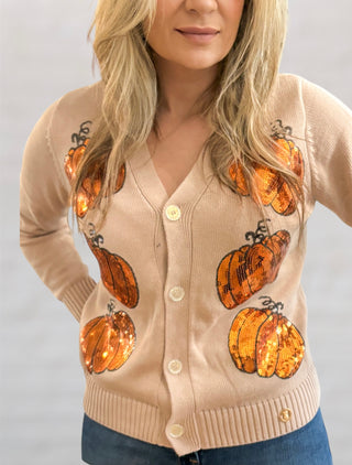 Pumpkin Sequin Cardigan 