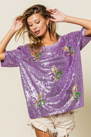 Mardi Gras Purple Sequin Top