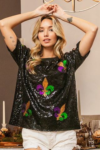 Mardi Gras Purple Sequin Top