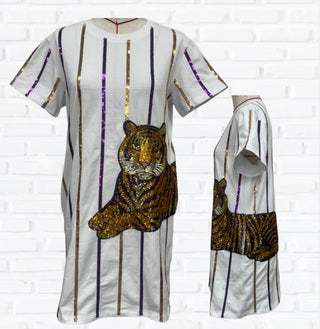 Tiger Sequin Stripe Dress